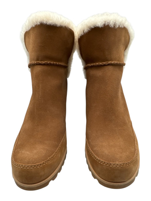 Ugg Shoe Size 10 Brown Leather Upper Suede Shearling Lined Wedge Ankle Boots Brown / 10