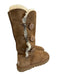 Ugg Shoe Size 10 Brown Leather Upper Suede Button Detail Shearling Lined Boots Brown / 10