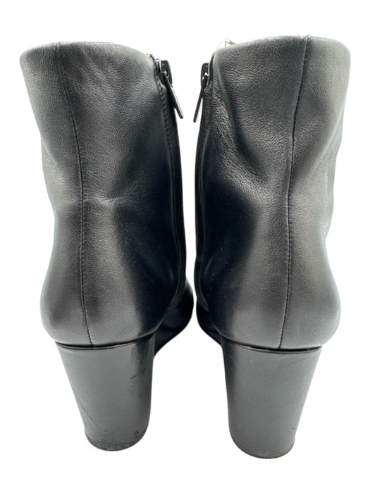 Vince Shoe Size 10 Black Leather Upper Wedge Side Zip Square Toe Ankle Boots Black / 10
