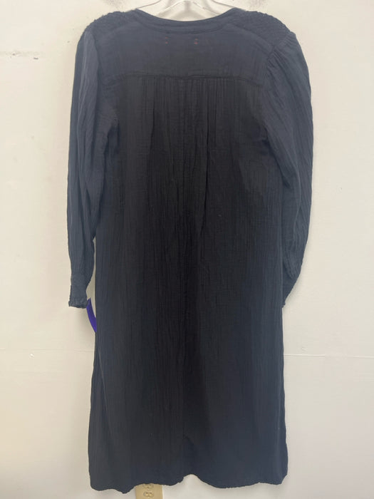 XiRENA Size S Black Cotton V Ankle Tie belt Gauze Long Sleeve Dress