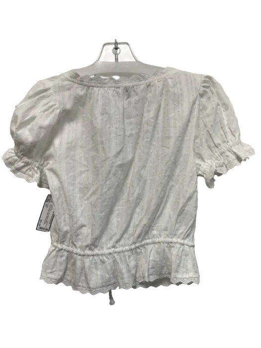 The Bar Size XS White Cotton Short Balloon Sleeve Pique Elastic Waist Pant Set