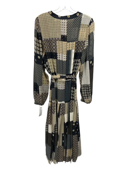 Banana Republic Size XL Beige, Black, Yellow Polyester Button Long Sleeve Dress Beige, Black, Yellow / XL