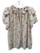 Hunter Bell Size L White, Green, Red Silk Short Sleeve Floral Ruffle collar Top White, Green, Red / L