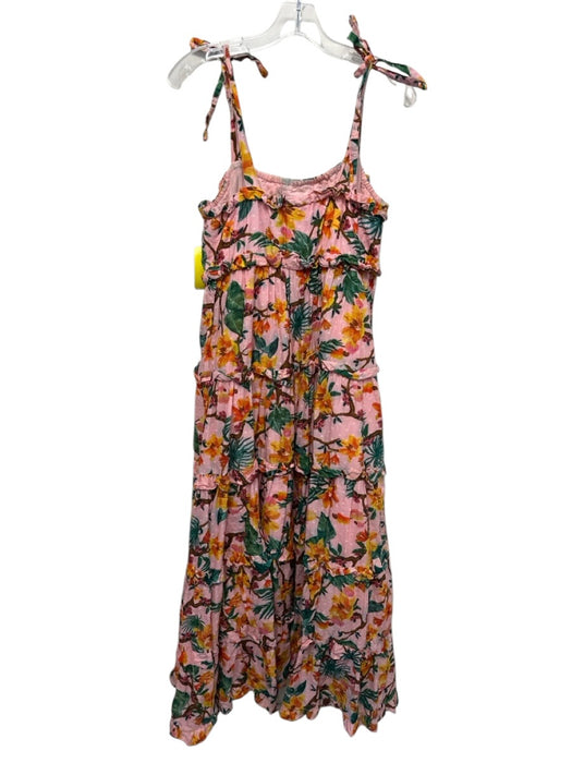 Farm Rio Size L Pink, Green, Multi Cotton Swiss Dots Floral Print Dress Pink, Green, Multi / L