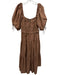 En Saison Size L Brown Polyester & Cotton Short Balloon Sleeve Dress Brown / L