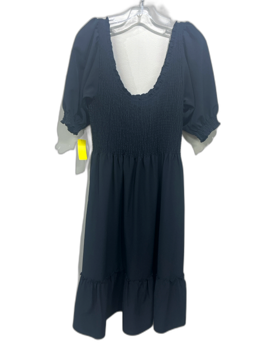 Hill House Size M Black Polyester Sleeveless Short Puff Sleeve Scoop Neck Dress Black / M