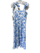 Emily McCarthy Size M White & Blue Linen Blend Botanical Tie Shoulder Dress White & Blue / M