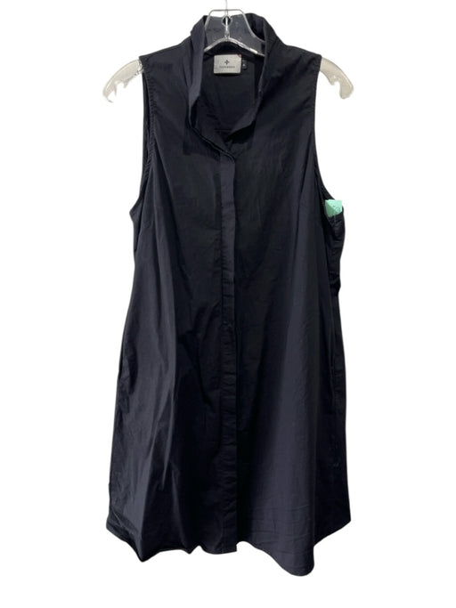 Tuckernuck Size XL Black Cotton Blend Sleeveless Button Front Collared Dress Black / XL