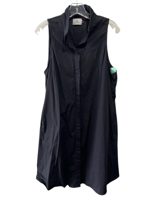 Tuckernuck Size XL Black Cotton Blend Sleeveless Button Front Collared Dress Black / XL