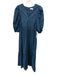 Hunter Bell Size L Blue, Black & White Cotton Botanical Grapes V Neck Dress Blue, Black & White / L