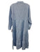 Alice Walk Size Small Light Blue Linen Long Sleeve Button Front Ruffles Dress Light Blue / Small