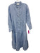 Alice Walk Size Small Light Blue Linen Long Sleeve Button Front Ruffles Dress Light Blue / Small