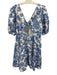 FRNCH Size S White & Blue Viscose & Linen Long Sleeve Embroidered Buttons Dress White & Blue / S