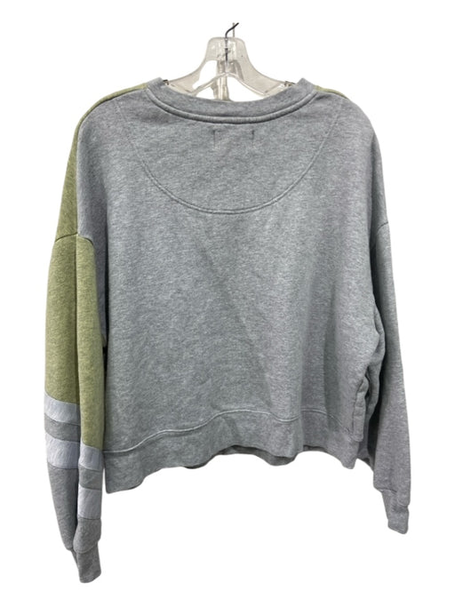 Current Elliot Size 2 Green & Gray Cotton Fabric & Color Block Crew Neck Sweater Green & Gray / 2