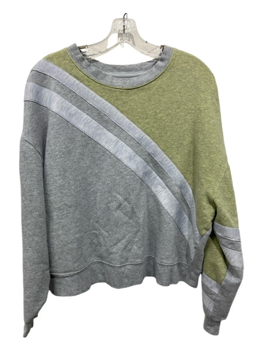 Current Elliot Size 2 Green & Gray Cotton Fabric & Color Block Crew Neck Sweater Green & Gray / 2