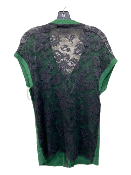 Robert Rodriguez Size M Green & Black Silk & Cashmere Ribbed Neck Sweater Green & Black / M