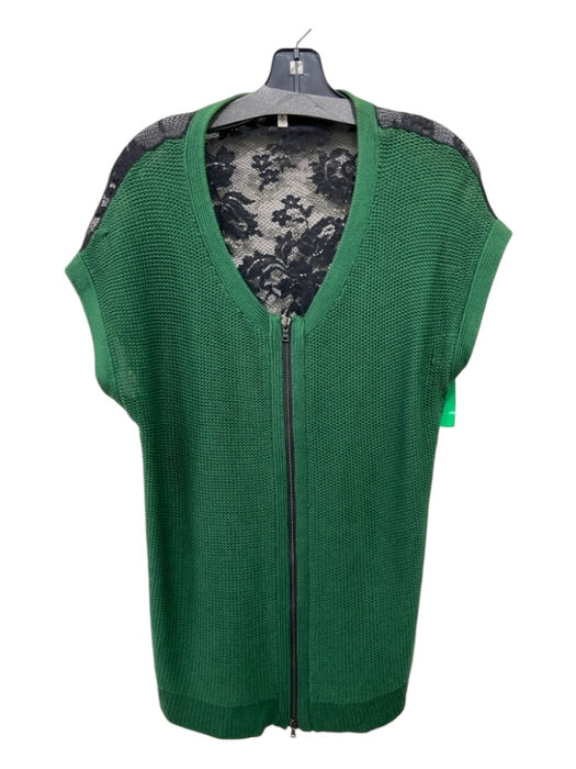 Robert Rodriguez Size M Green & Black Silk & Cashmere Ribbed Neck Sweater Green & Black / M