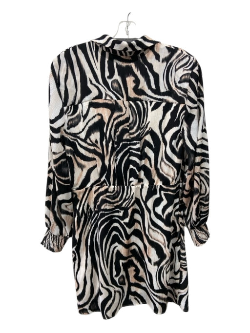 By Anthropologie Size 12P black pink & white Polyester Zebra Print Ruched Dress black pink & white / 12P