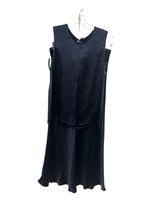 Beautiful People Size S Navy Silk Maxi Drawstring Waist Tank Tie Neck Skirt Set Navy / S