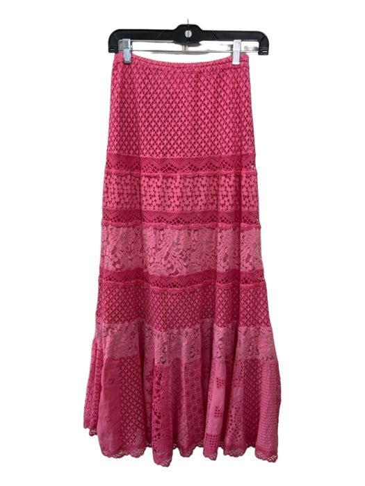 Temptation Positano Size XS Pink Cotton Maxi Elastic Waist Lace Skirt Pink / XS