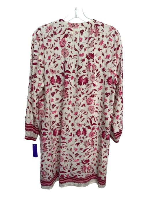 Natalie Martin Size S White & Red Floral Pleat Detail Shift Long Sleeve Dress White & Red / S