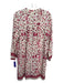 Natalie Martin Size S White & Red Floral Pleat Detail Shift Long Sleeve Dress White & Red / S