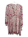 Natalie Martin Size S White & Red Floral Pleat Detail Shift Long Sleeve Dress White & Red / S