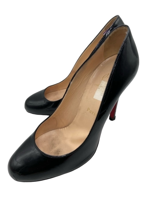 Christian Louboutin Shoe Size 39 Black Patent Almond Toe Closed Heel Pumps Black / 39