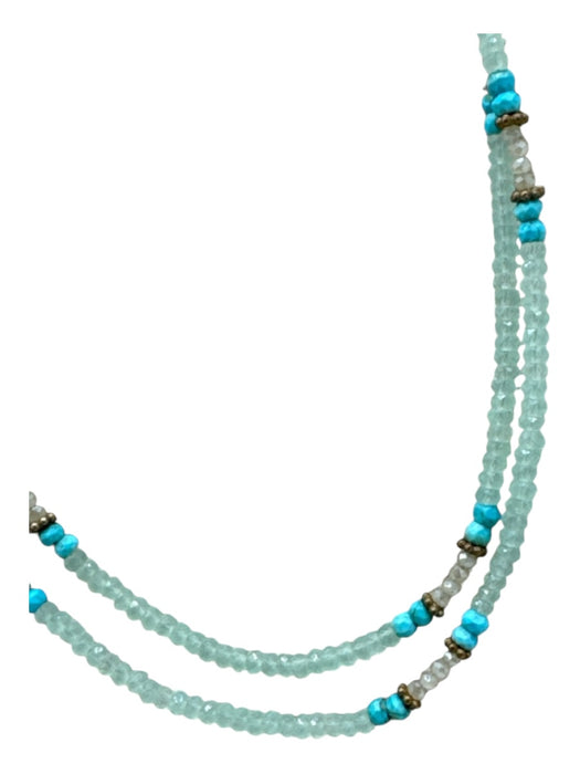 Theodosia Sea Green, Blue, Bronze Beaded Spring Clasp Necklace Sea Green, Blue, Bronze