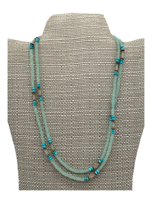 Theodosia Sea Green, Blue, Bronze Beaded Spring Clasp Necklace Sea Green, Blue, Bronze