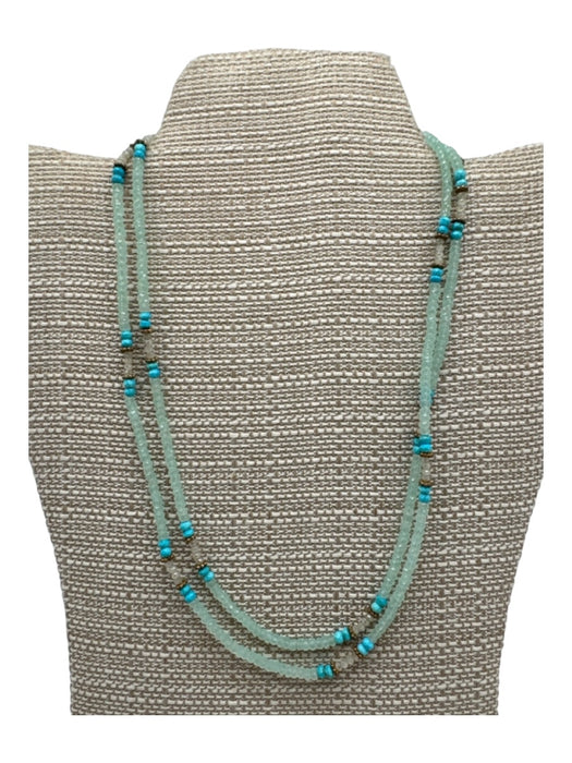 Theodosia Sea Green, Blue, Bronze Beaded Spring Clasp Necklace Sea Green, Blue, Bronze