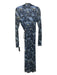 Ganni Size 36/S Blue & Gray Print Polyamide Wrap Floral Midi Long Sleeve Dress Blue & Gray Print / 36/S