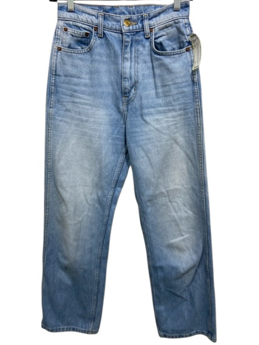 B Sides Size 25 Light Wash Cotton Zip & Button Wide Leg Cropped High Rise Jeans Light Wash / 25