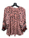 Natalie Martin Size XS Pink & Multi Puff 1/2 Sleeve Split V neckline Buttons Top Pink & Multi / XS