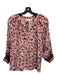 Natalie Martin Size XS Pink & Multi Puff 1/2 Sleeve Split V neckline Buttons Top Pink & Multi / XS