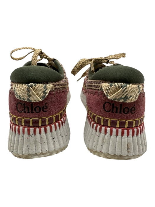 Chloe Shoe Size 39 Purple, Yellow, Multi Synthetic Knit Ribbed Low Top Sneakers Purple, Yellow, Multi / 39