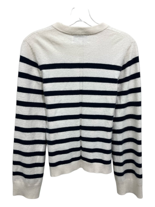 La Ligne Size S Cream & Blue Cashmere & Lycra Striped Button Up Cardigan Sweater Cream & Blue / S