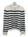 La Ligne Size S Cream & Blue Cashmere & Lycra Striped Button Up Cardigan Sweater Cream & Blue / S