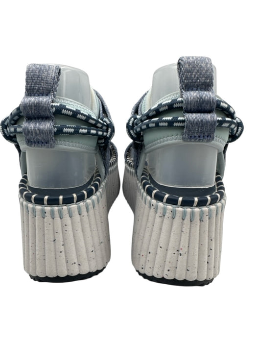 Chloe Shoe Size 39 Mixed Blues & White textile upper Velcro Ankle Sandals Mixed Blues & White / 39