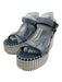 Chloe Shoe Size 39 Mixed Blues & White textile upper Velcro Ankle Sandals Mixed Blues & White / 39