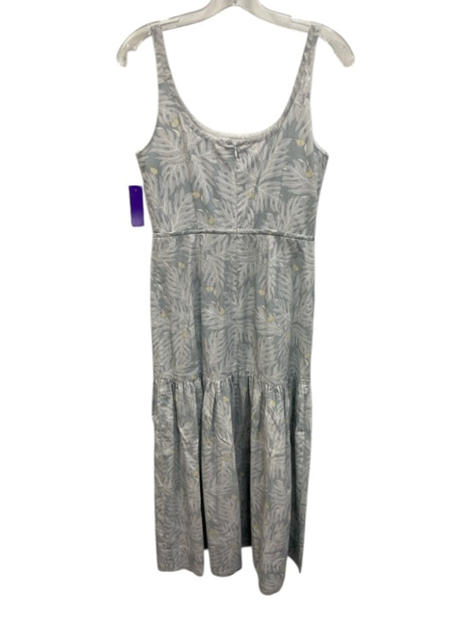 Coco Shop Size S White & Blue Cotton Botanical Print Sleeveless Tie Detail Dress White & Blue / S