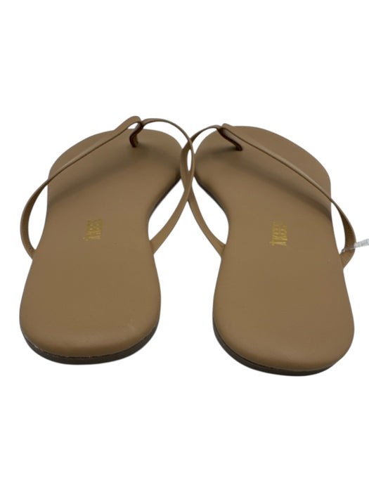 Tkees Shoe Size 9 Beige Leather Upper Thong Flat Flip Flop Round Toe Sandals Beige / 9