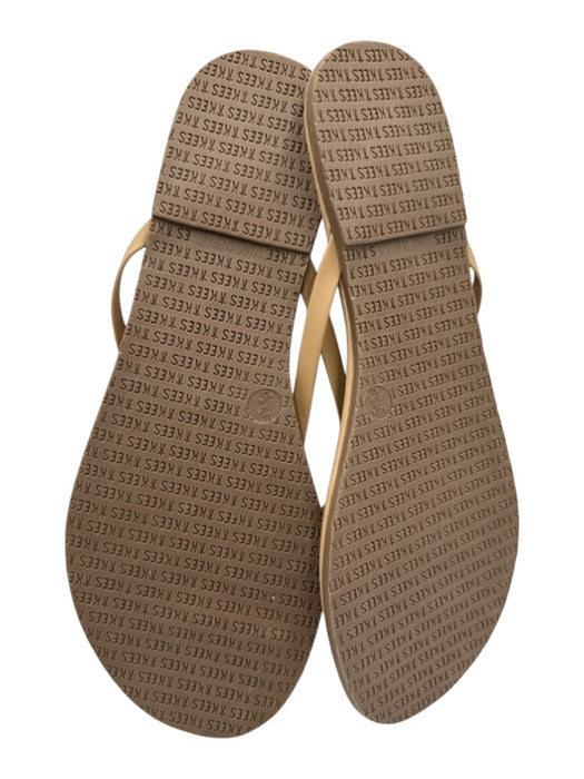 Tkees Shoe Size 9 Beige Leather Upper Thong Flat Flip Flop Round Toe Sandals Beige / 9