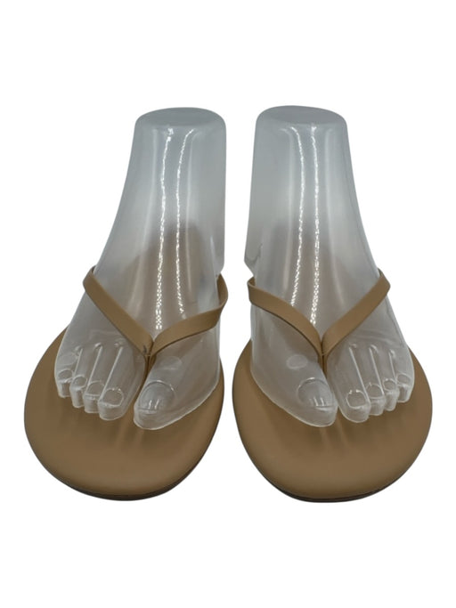 Tkees Shoe Size 9 Beige Leather Upper Thong Flat Flip Flop Round Toe Sandals Beige / 9