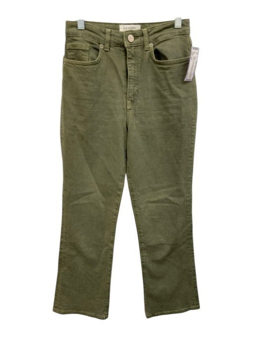La Ligne Size 25 Green Cotton Blend Denim High Waist Button & Zip Fly Jeans Green / 25