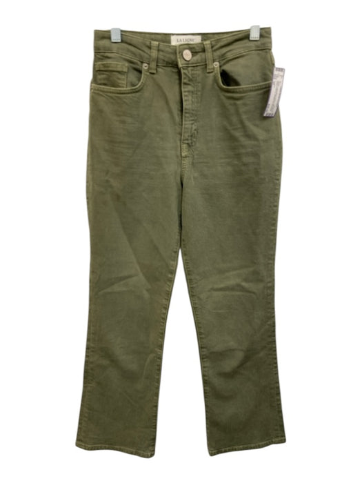 La Ligne Size 25 Green Cotton Blend Denim High Waist Button & Zip Fly Jeans Green / 25