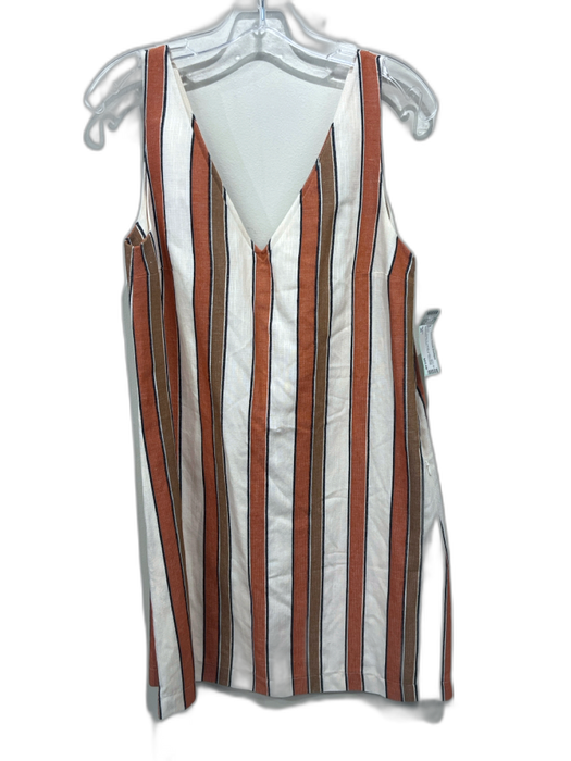 Sezane Size 36 Cream, Brown & Orange Cotton Blend Sleeveless Double V Neck Dress Cream, Brown & Orange / 36