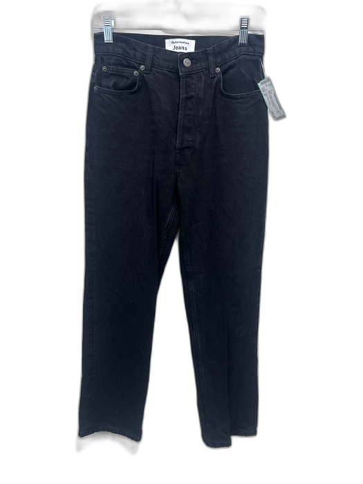 Reformation Jeans Size 26 Black Cotton Denim Button Fly High Rise Straight Jeans Black / 26