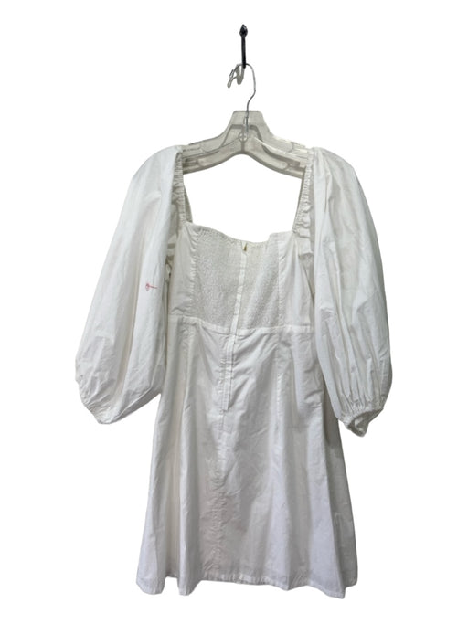Cara Cara Size L White Cotton Off Shoulder Long Balloon Sleeve Dress White / L