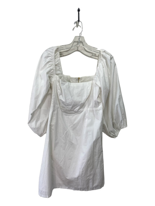 Cara Cara Size L White Cotton Off Shoulder Long Balloon Sleeve Dress White / L